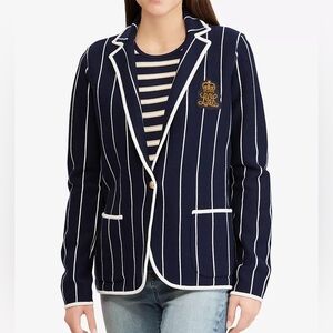 Lᴀᴜʀᴇɴ Rᴀʟᴘʜ Lᴀᴜʀᴇɴ Sᴛʀɪᴘᴇᴅ Sᴡᴇᴀᴛᴇʀ-Kɴɪᴛ Hᴇʀɪᴛᴀɢᴇ Bʟᴀᴢᴇʀ ᴡɪᴛʜ Eᴍʙʀᴏɪᴅᴇʀᴇᴅ Cʀᴇsᴛ